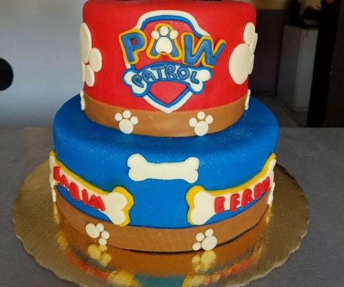 Pastel decorado de paw patrol hecho con fondant